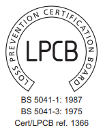 LPCB certification for BS 5041-1:1987 and BS 5041-3:1975, certificate reference 1366